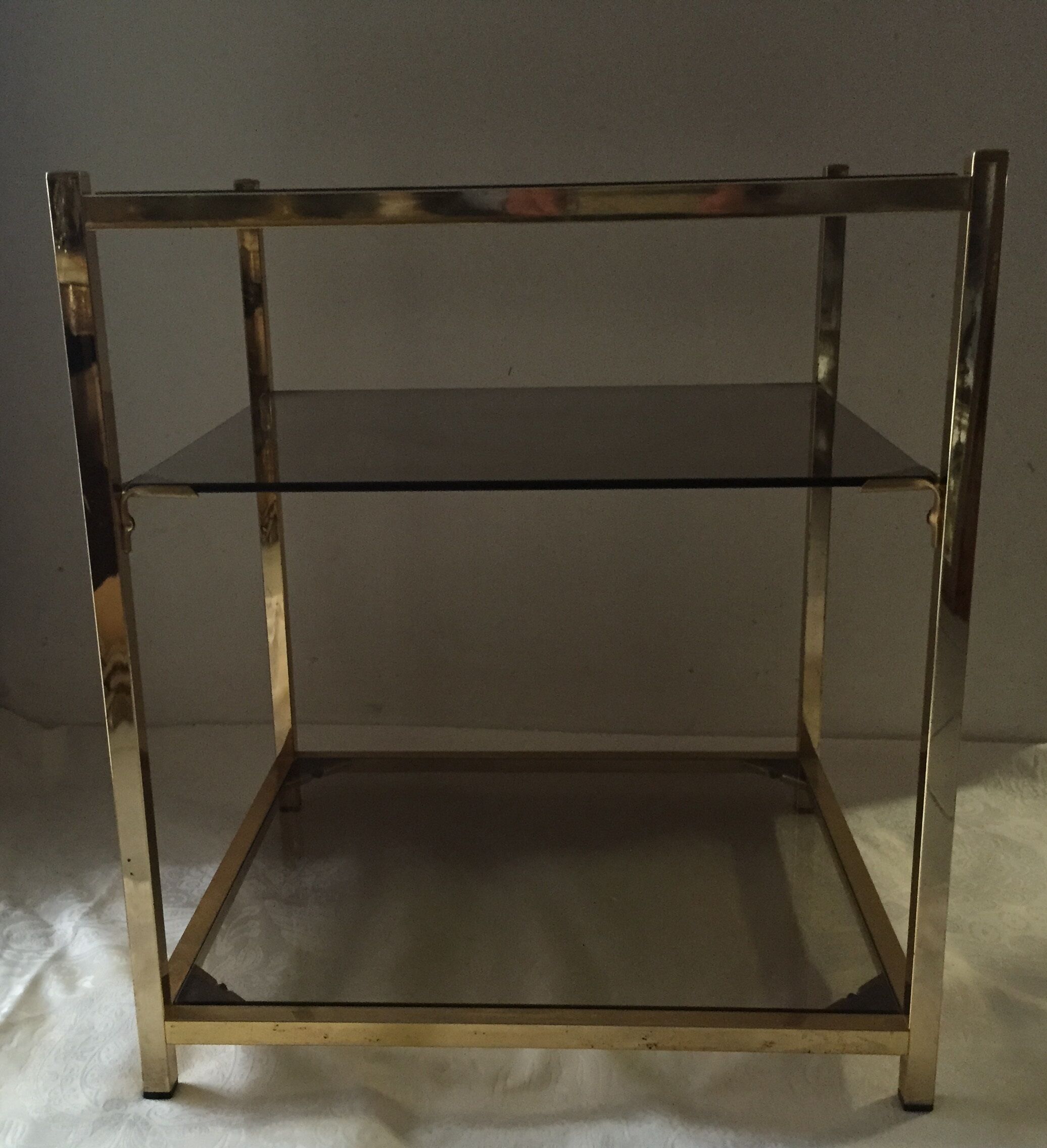 End table in smoky glass