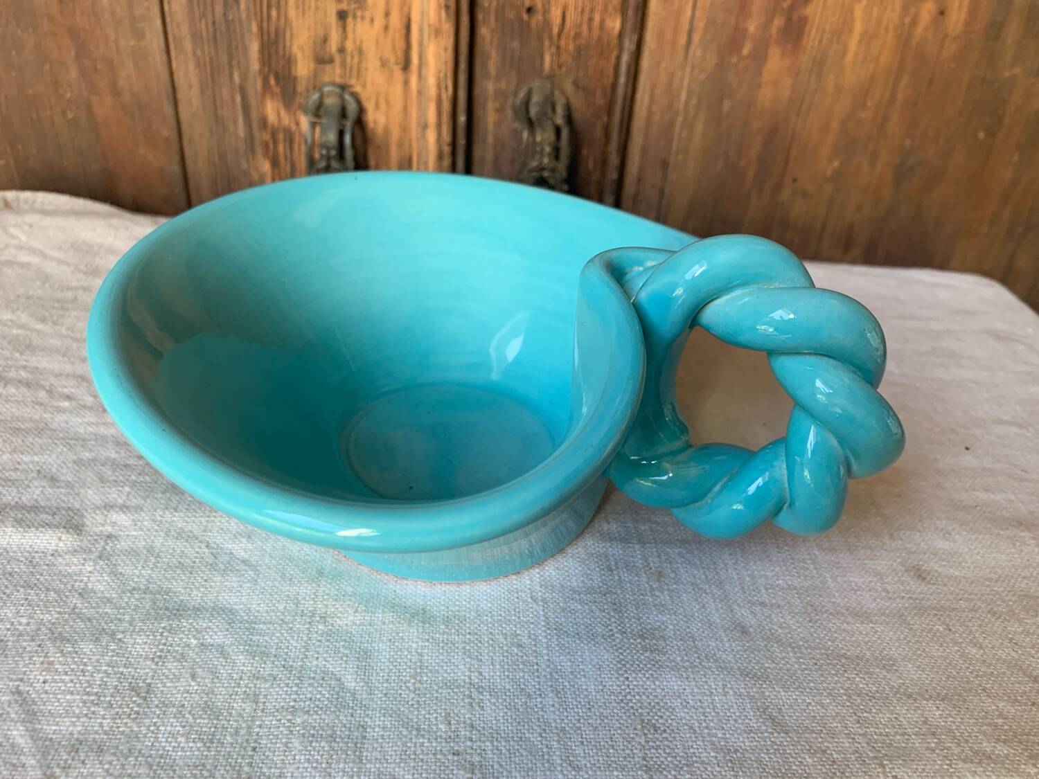 Turquoise twisted ceramic trinket tray