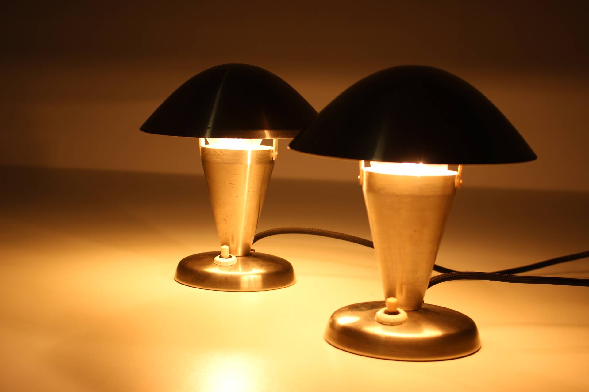 1930s Pair of  Chrome Plated Bauhaus Lamps, Czechoslovakia