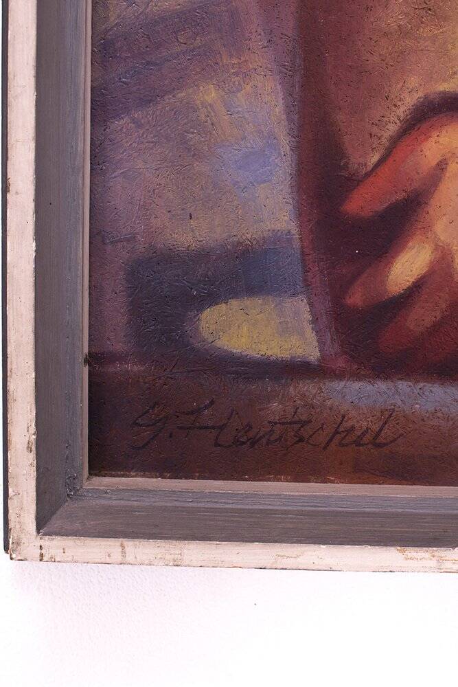 Femme se lavant, peinture à l'huile, encadrée