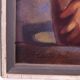 Femme se lavant, peinture à l'huile, encadrée