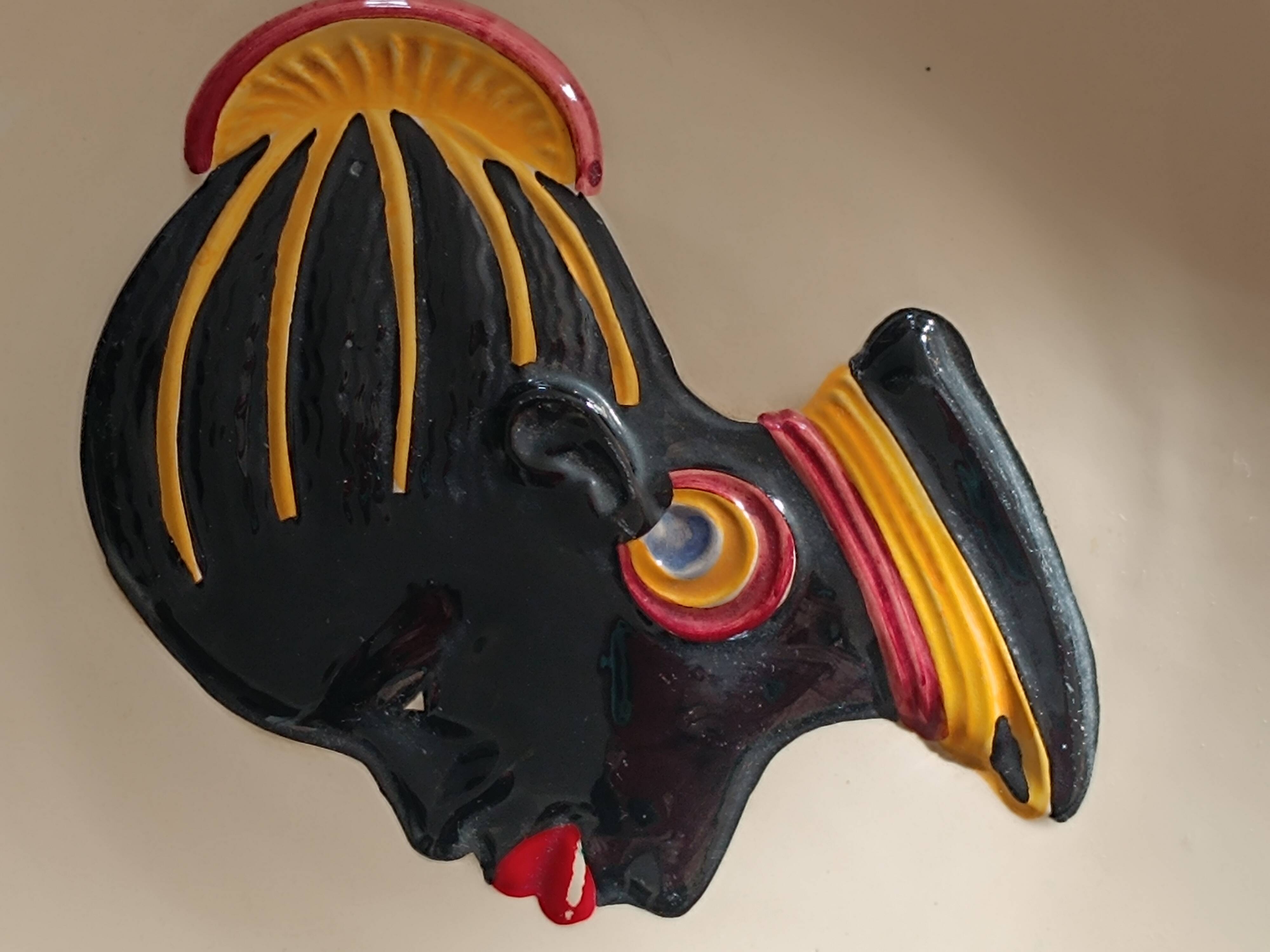 Barbotine plate: African. Sarreguemines