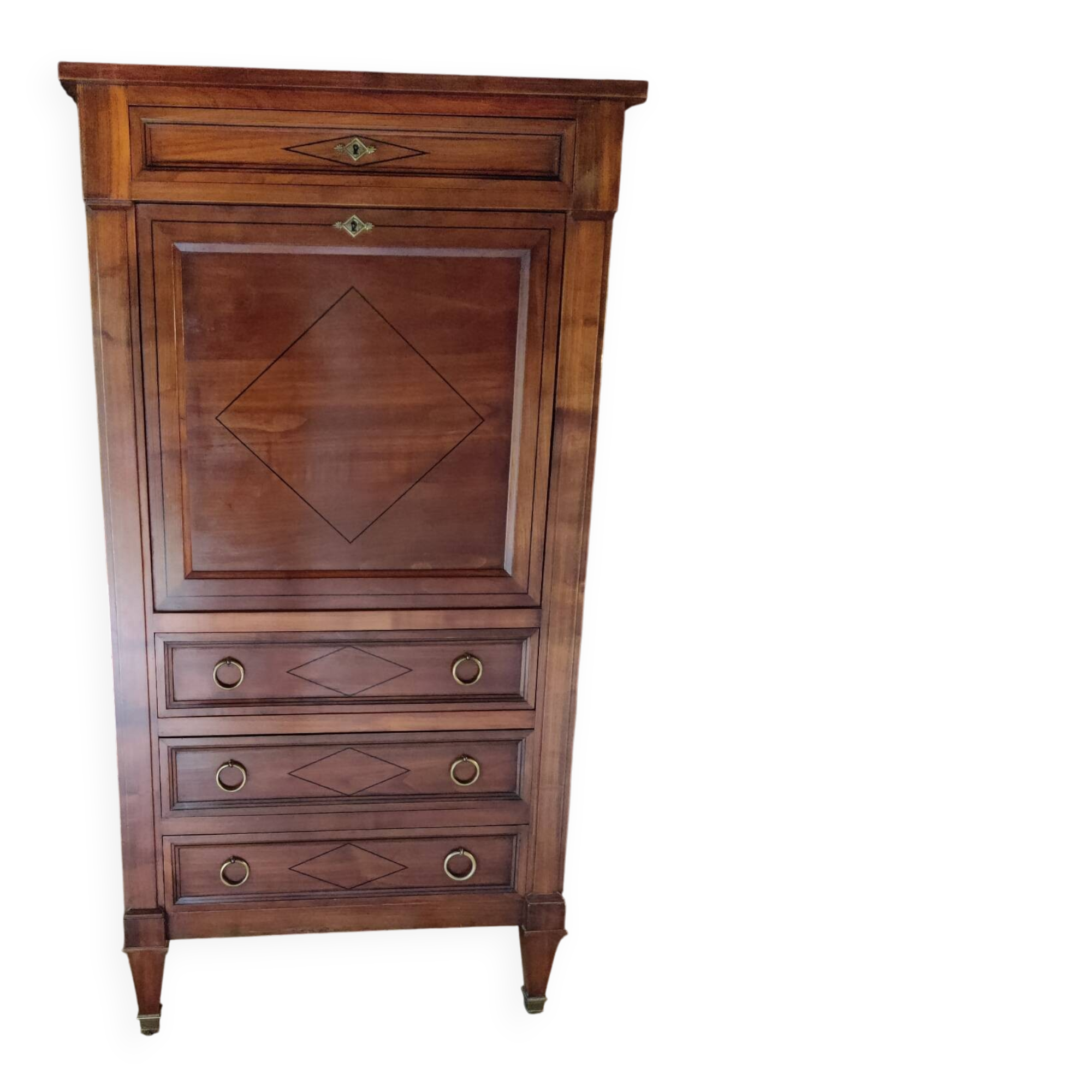 Secrétaire bois avec abattant cuir
