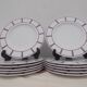 12 basque dessert plates in blue and red porcelain