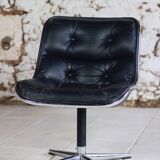 Black leather office chair by Charles Pollock for Knoll