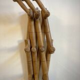 Oak accordion coat rack with 10 hooks
