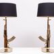 Original set of 2 Flos AK 47 Kalashnikov Table Gun Lamps by Philippe Starck