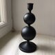 2 bougeoirs boule métal noir 23.5 cm