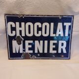 Menier Chocolat antique double-sided enamelled plate