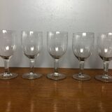 5 crystal wine glasses engraved decoration