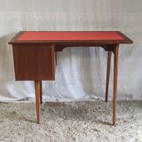 Teak desk with compass legs - 60s/70s