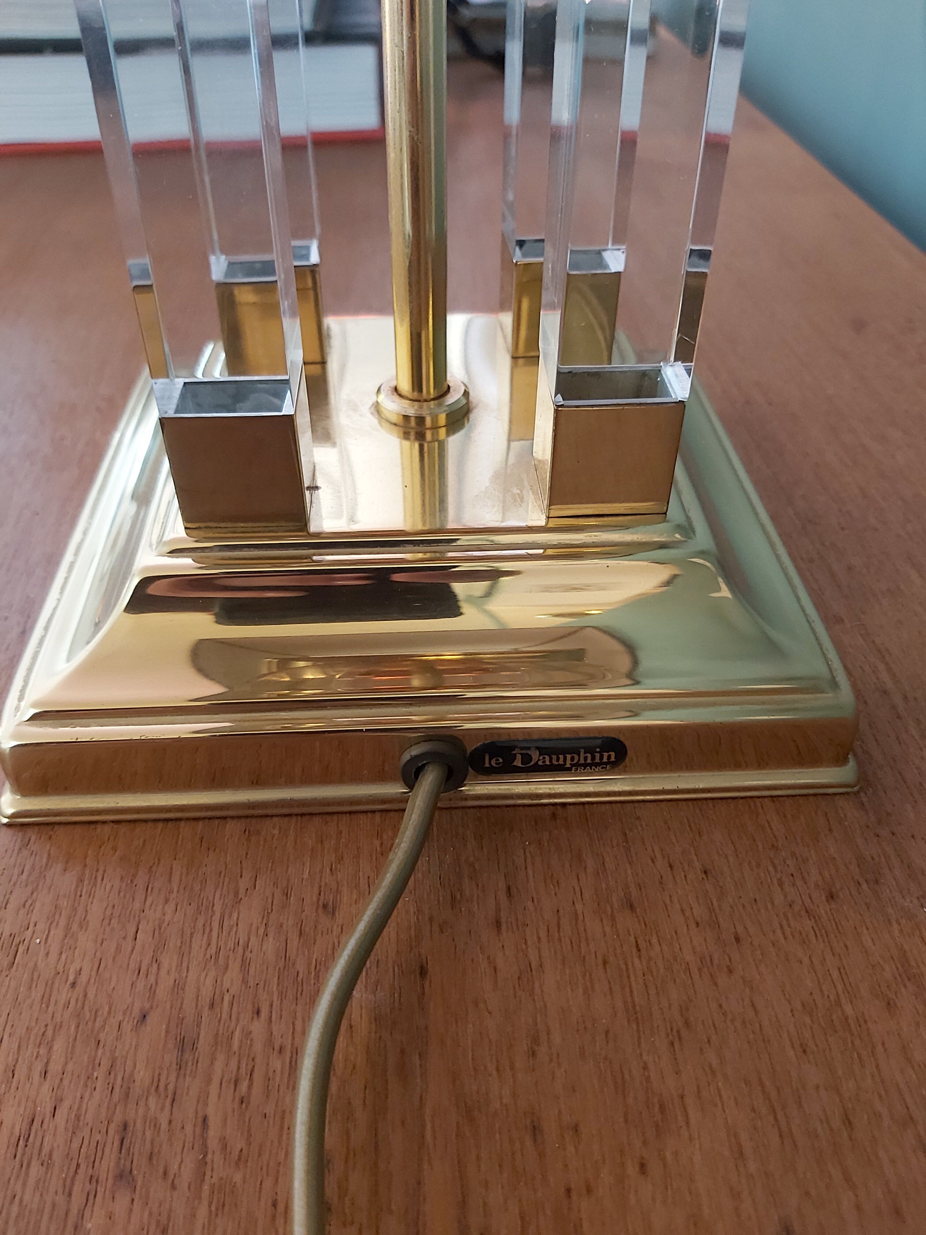 Lamp Le Dauphin in Plexiglas and brass from the 70