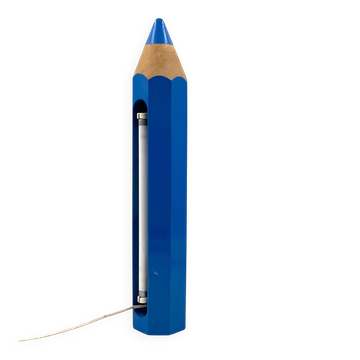 Michel Aroutcheff, lampe de table bleue postmoderne Pencil, Ed. Vilac France 1980