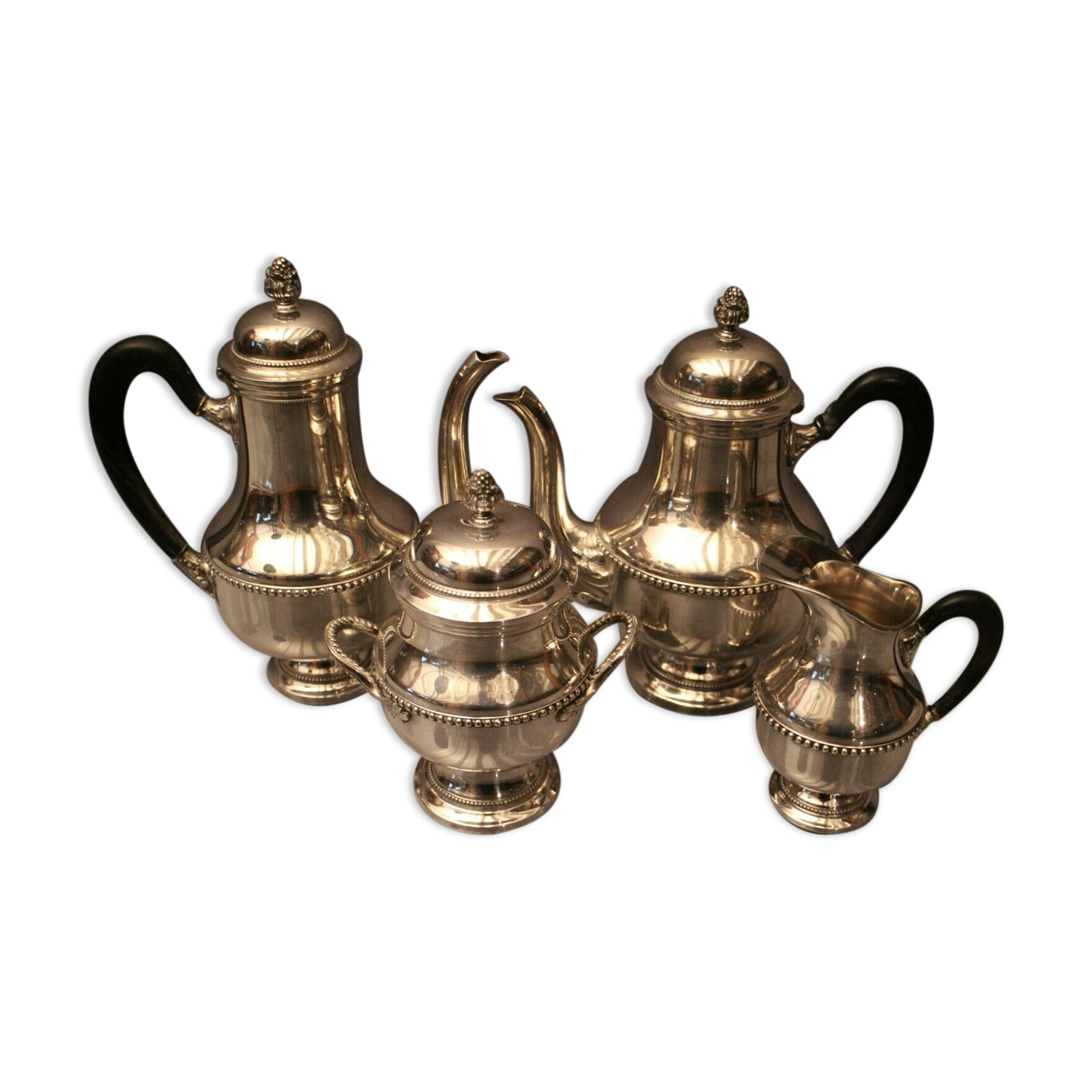 Louis XVI-style silver metal coffee teapot sugar maker