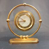 Art deco pose clock Bayard 8 day in golden brass