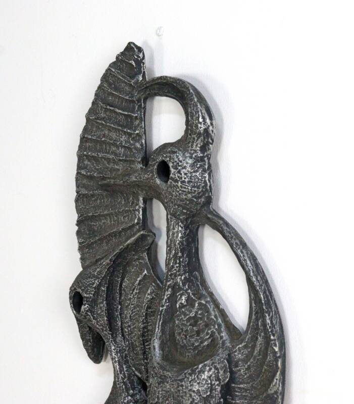 Brutalist Ars Munda resin wall decoration cranes - mid century modern
