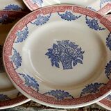 Six assiettes Art-Déco en faïence de Longwy  service"Normandie"