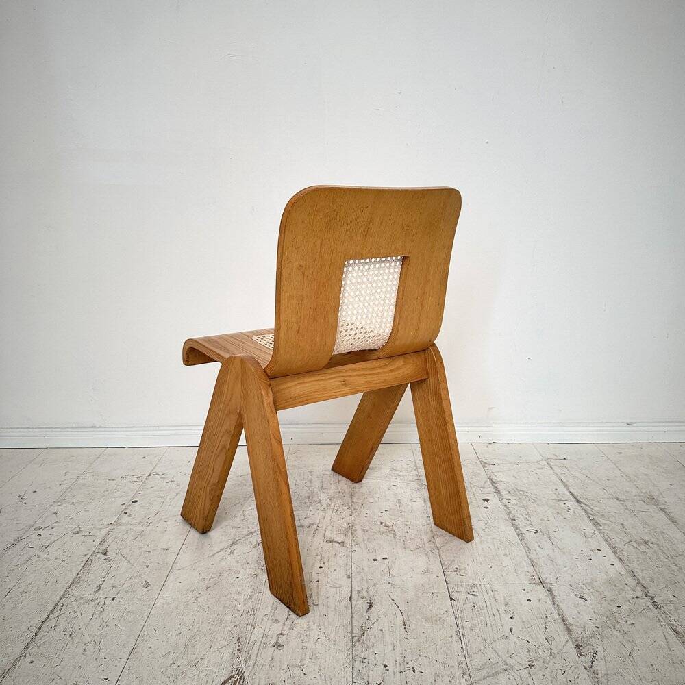Mid-Century Italian Dining Chair in Ash and Cane by Gigi Sabadin for Stilwood, 1972
