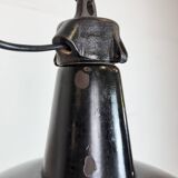 Industrial Black Enamel Factory Lamp with Cast Iron Top, 1950s