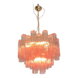 Contemporary Scenographic Pink “Tronchi” Murano Glass Chandelier