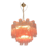 Contemporary Scenographic Pink “Tronchi” Murano Glass Chandelier