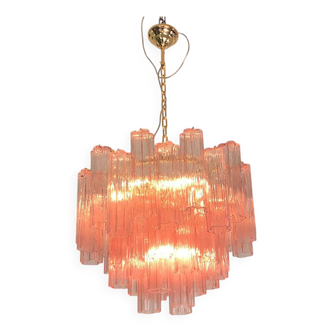 Contemporary Scenographic Pink “Tronchi” Murano Glass Chandelier