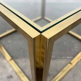 Cube side tables in brass and glass in the French Hollywood Regency style by Maison Charles, 1970s, set of 2.