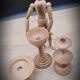 Trio wooden candle holders