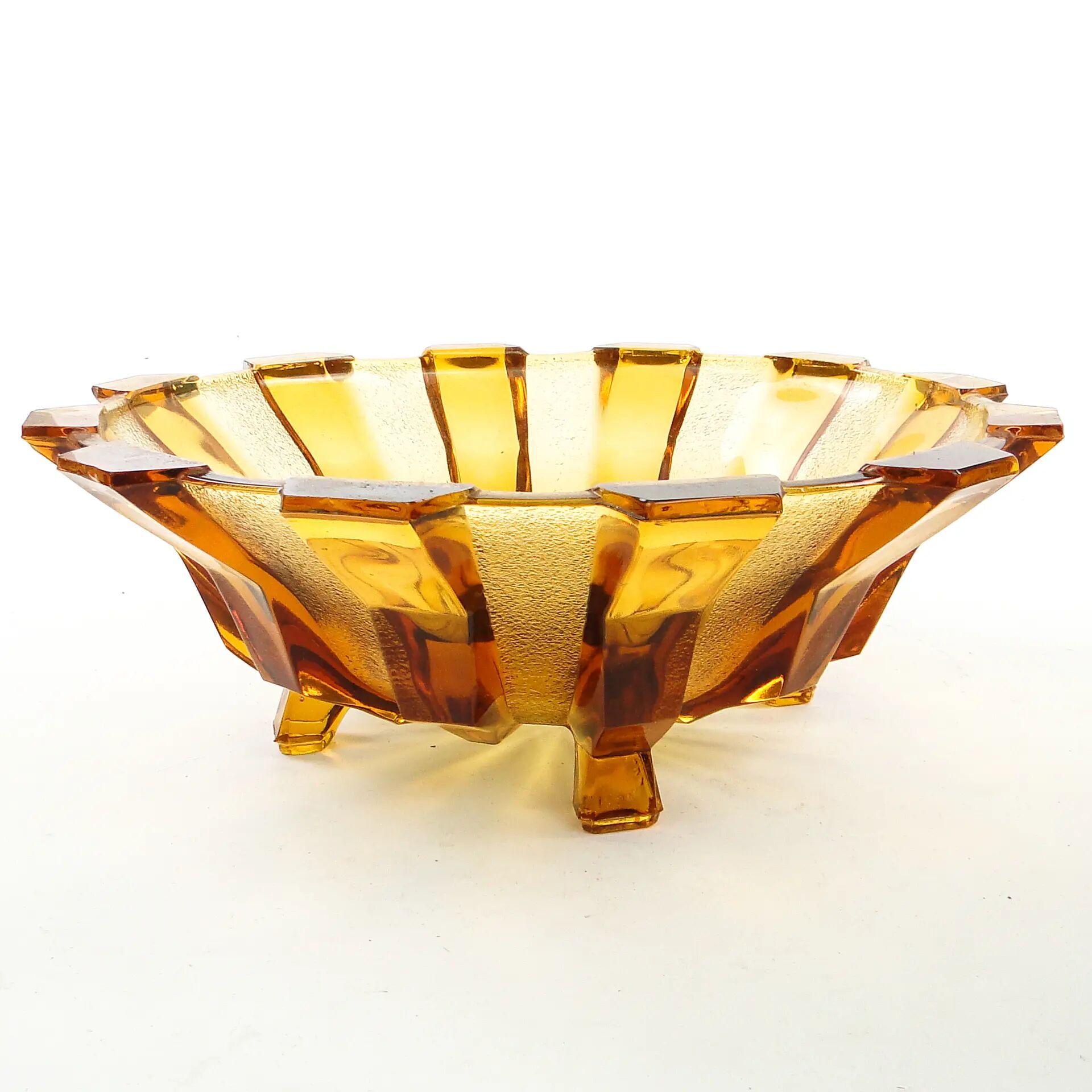 Bol à fruits Art Déco, en verre, Val Saint Lambert, Belgique, années 1950