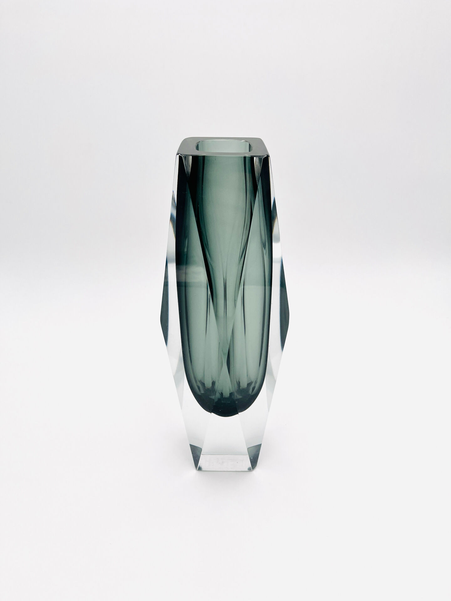 Vase XXL 30cm Murano Sommerso Alessandro Mandruzzato Gris Fumé
