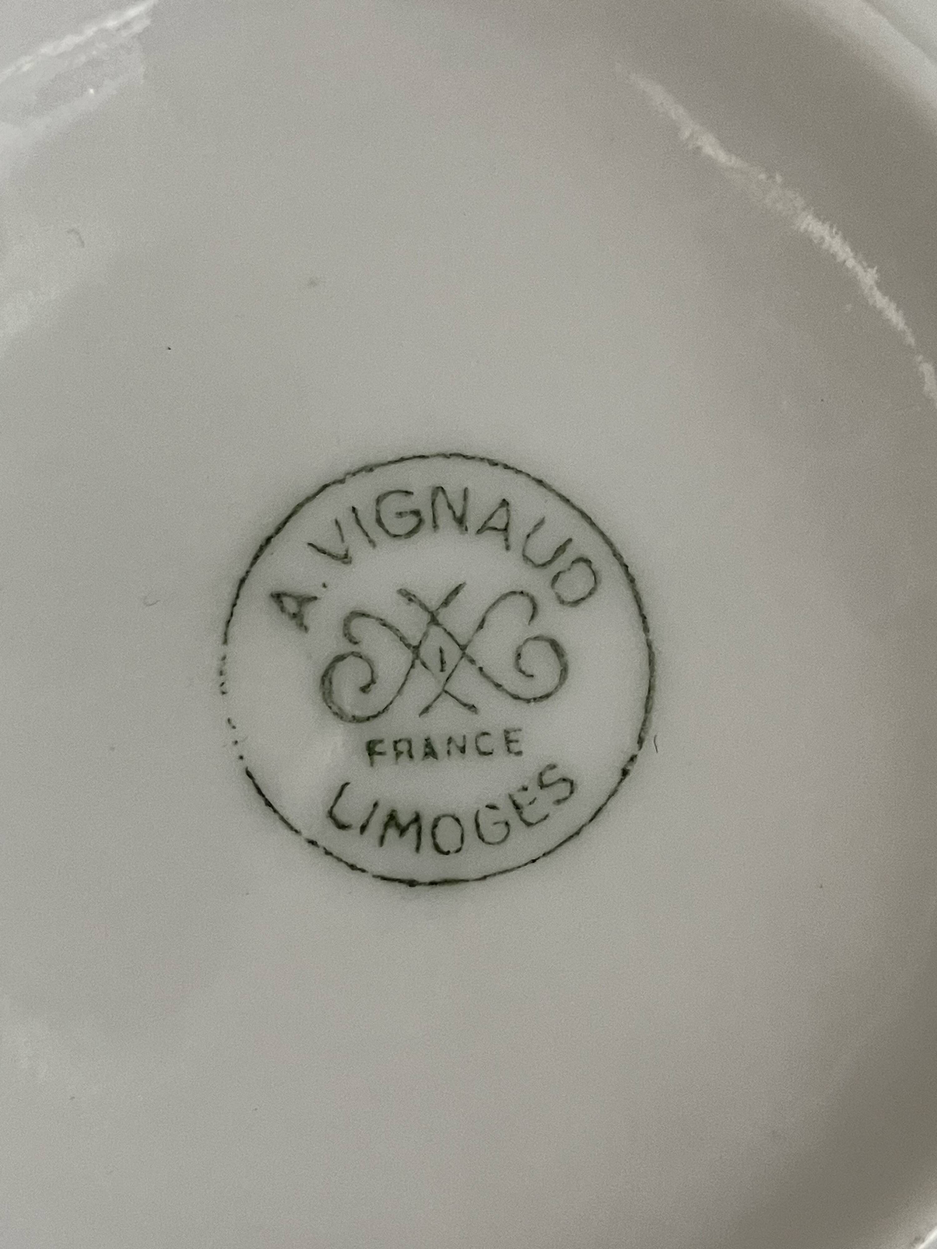 3 broth cups, Limoges porcelain - A. VIGNAUD