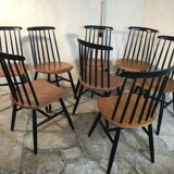 Set of 8 Scandinavian vintage Tapiovaara chairs