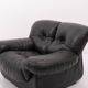 Fauteuils lounge vintage design italien en cuir noir de PelleRossi