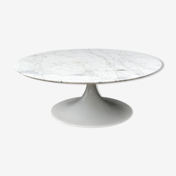 Table basse ronde en marbre de carrere par Heinz Lilienthal années 1970