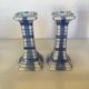 Pair of candlesticks patterns dish towels blue tiles