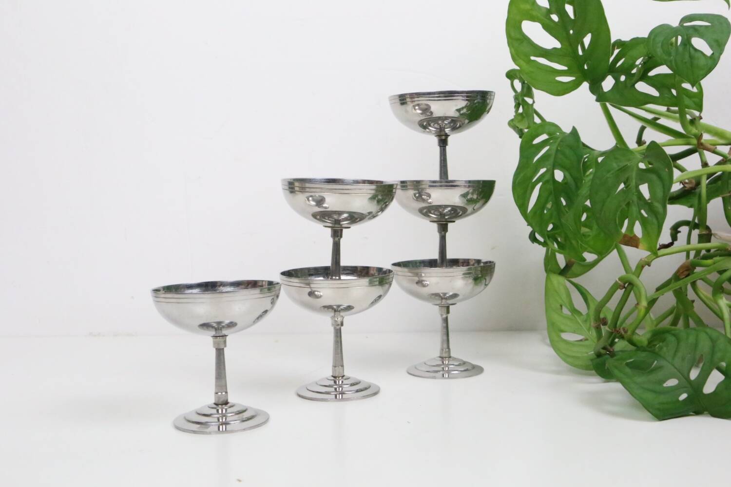 Set of 6 stainless steel bowls by Letang-Remy, vintage French, 1970s