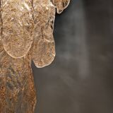 Italian Chandelier with Amber Caramel Murano Glass Leaves, 1970s