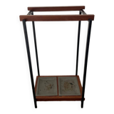 Vintage teak and metal umbrella stand