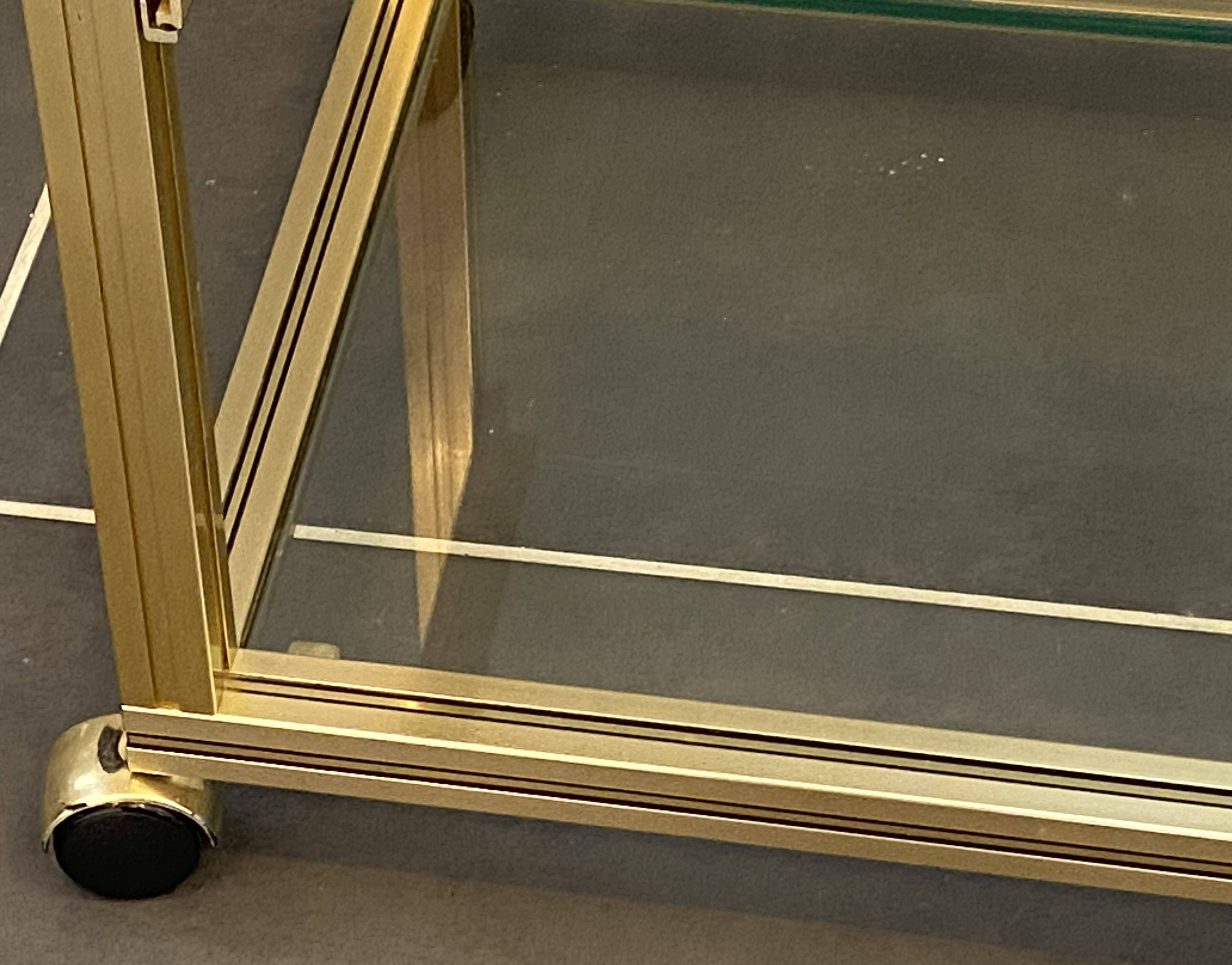 Television storage unit hi-fi video metal gold glass Pierre Vandel Paris 1970