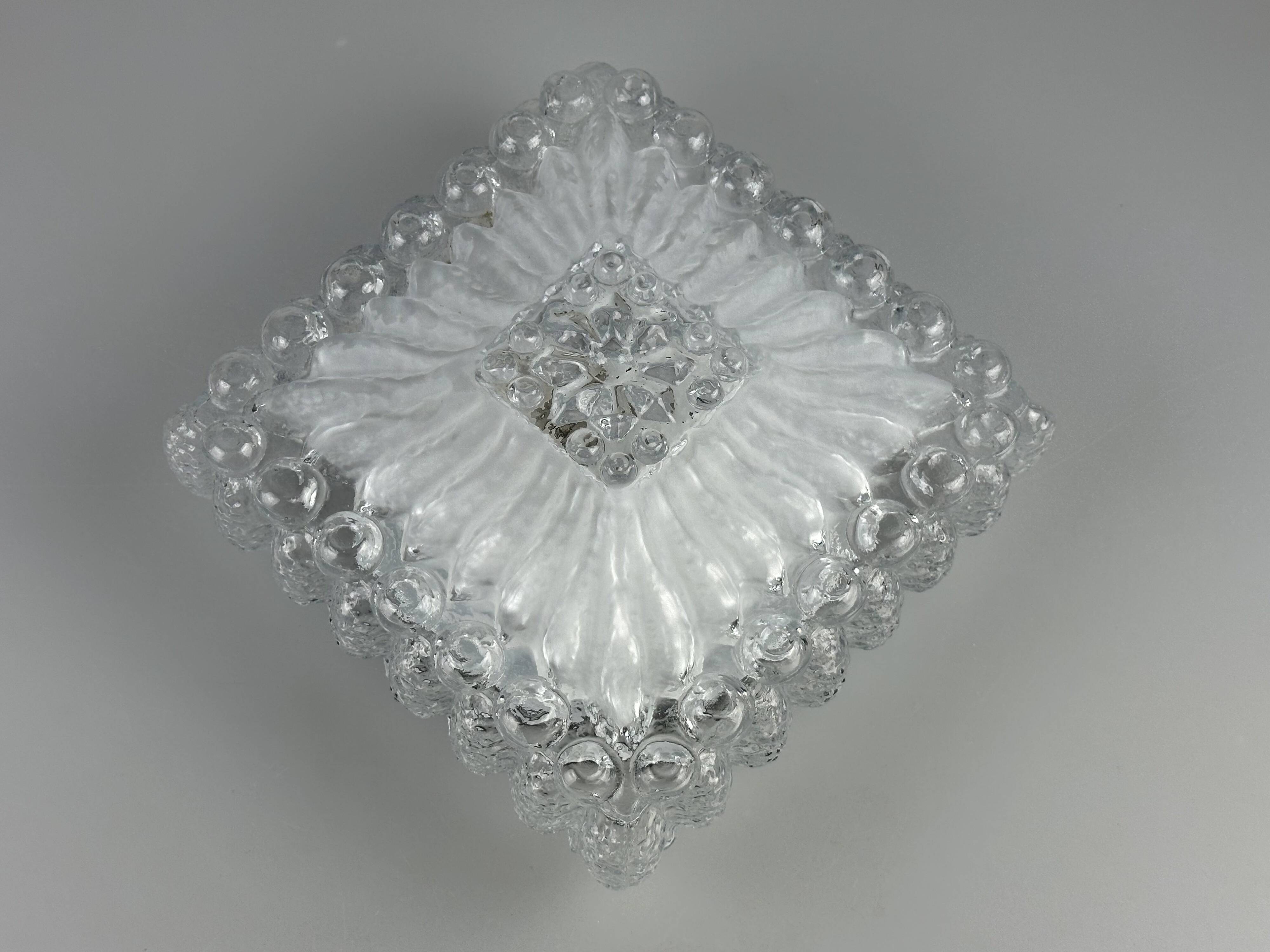 1960s/70s Ceiling Lamp, Flush Mount Glass, German Design