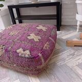 Handmade Berber pouf in wool 60 X 60 X 20 CM