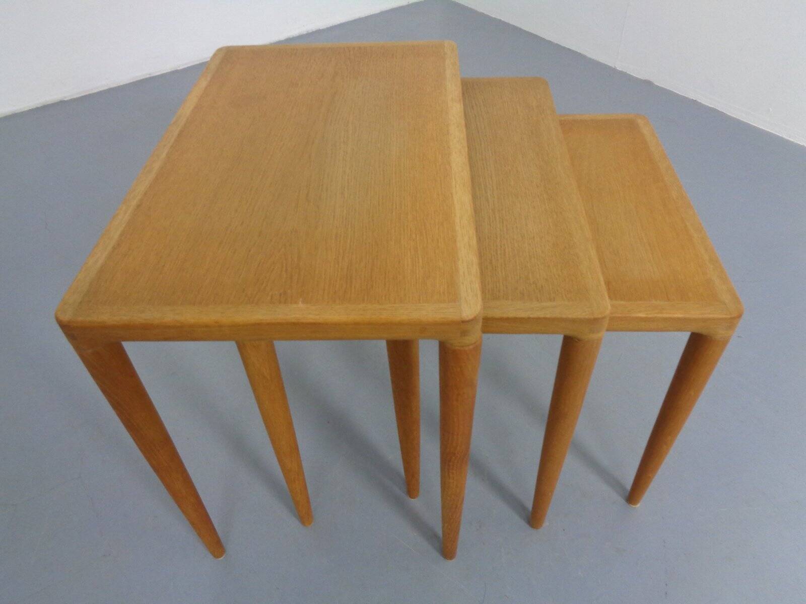Danish Oak Nesting Tables by H.W. Klein for Bramin, 1960s, Set of 3