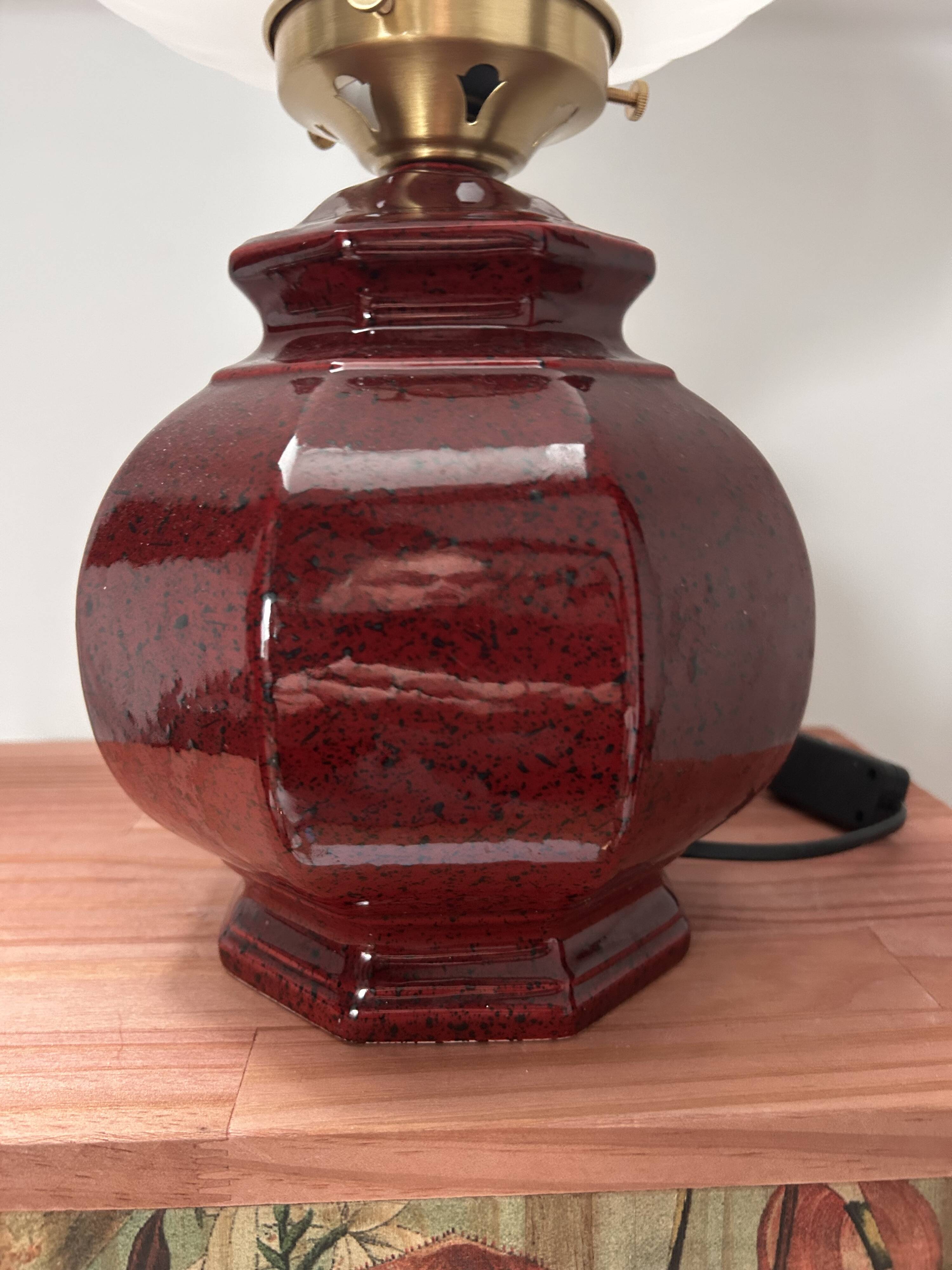 Vintage pleated opaline globe table lamp