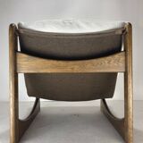 Brutalist lounge low relax chair in bouclé by Carl Straub, 1970s