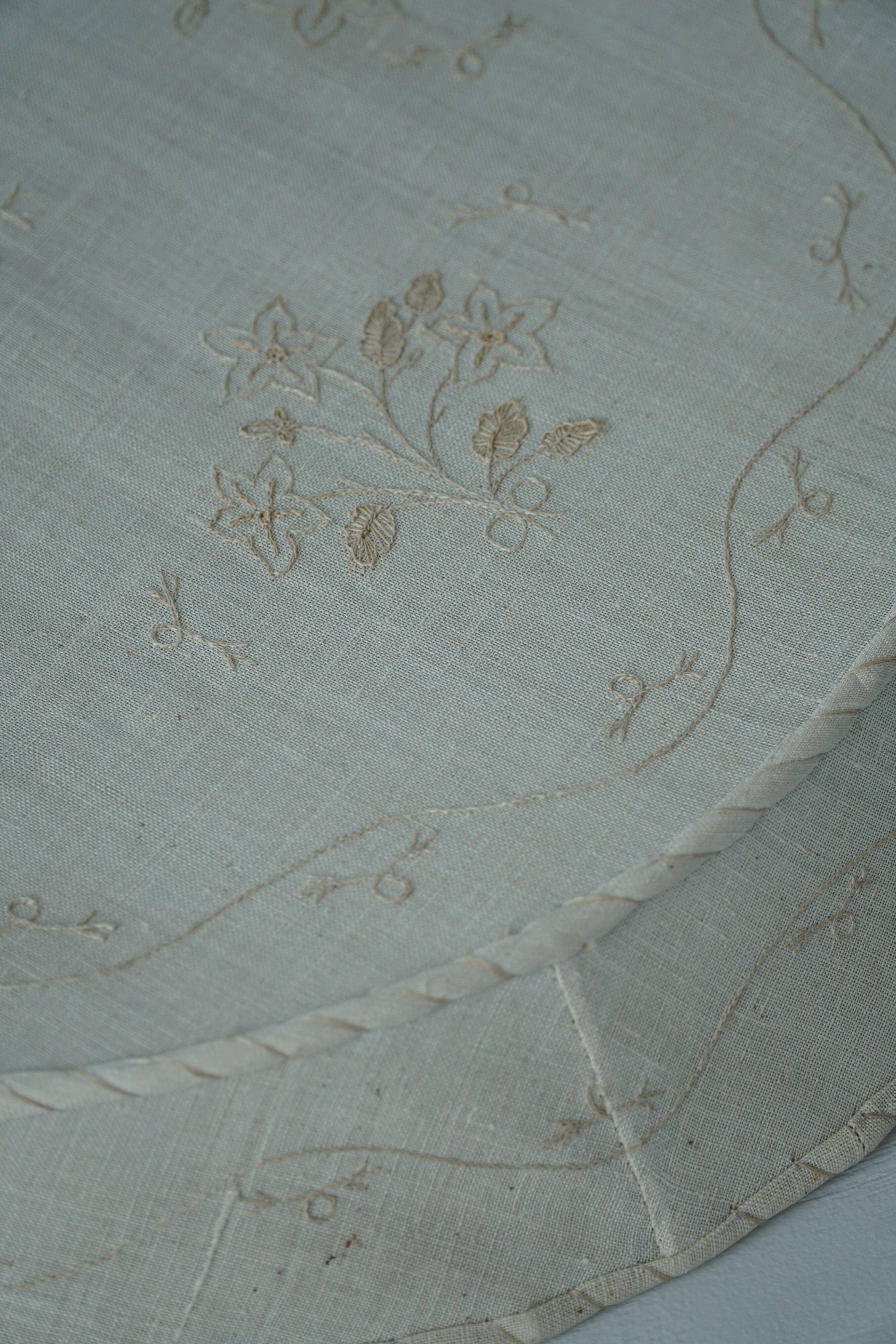 Large Swedish wall/ceiling light from the mid-century in linen and lace, Sweden, 1950s.