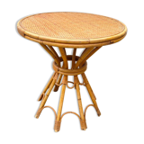 Round rattan table dia 65cm vintage 60s