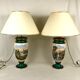 Large pair of 19th century polychrome porcelain vases decorated with landscapes, mounted as lamps