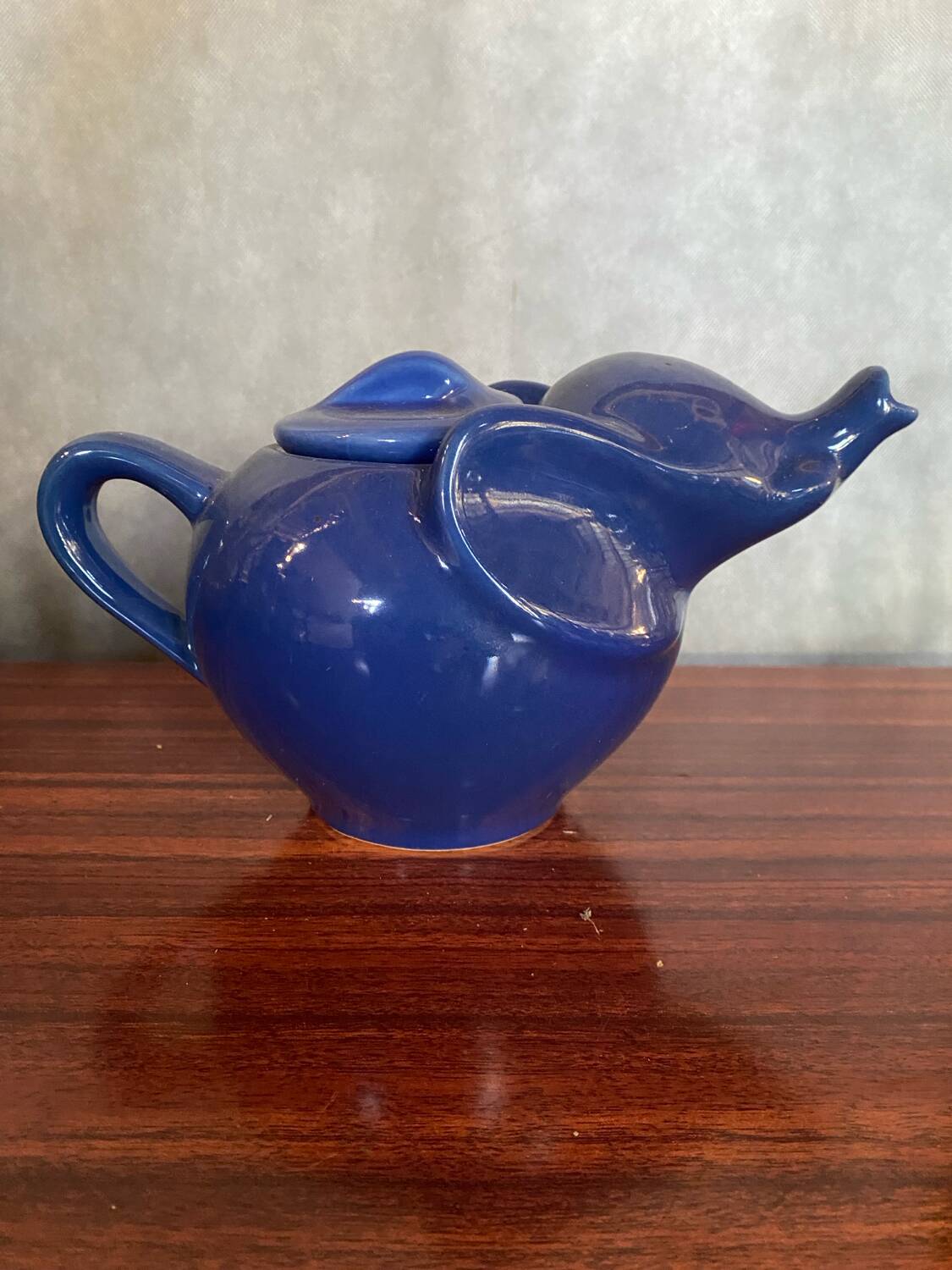 Antique elephant teapot blue ceramic vintage collection