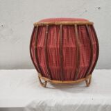 Tabouret / pouf en rotin vintage
