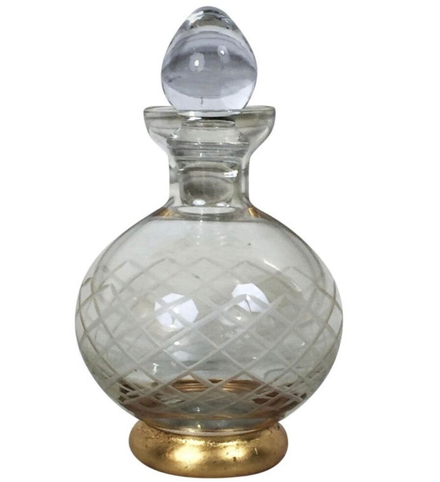 Carafe in chiseled and gilded glass, Circa 1940